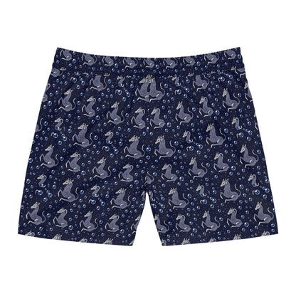 Men's Mid-Length Swim Shorts, (AOP), Capricorn, Zodiac, Bubble Pattern