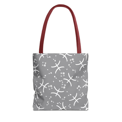 Tote Bag, Pisces Zodiac Sign, AOP, (Grey, White)