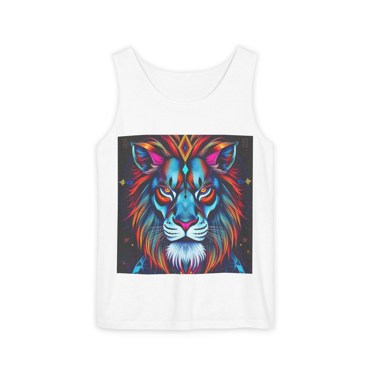 Unisex Garment-Dyed, Tank Top, Leo, Pop Art v1, 100% US cotton