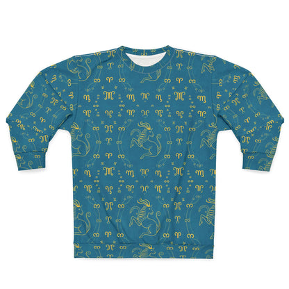 Unisex Sweatshirt, Zodiac Design, Pattern v1, Aquarius, AOP