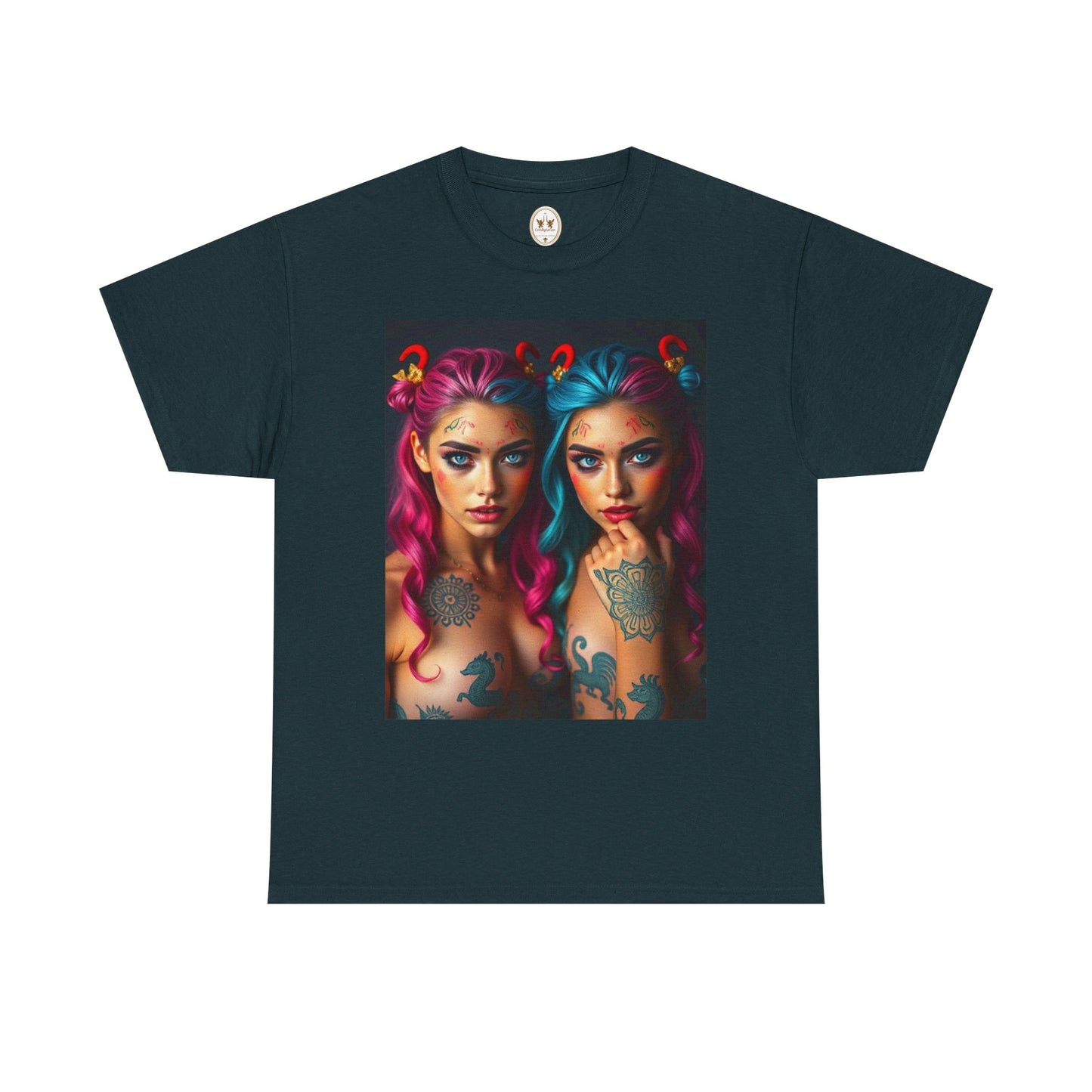 Unisex Heavy Cotton T-Shirt, Gemini, Zodiac v1, Sexy Art