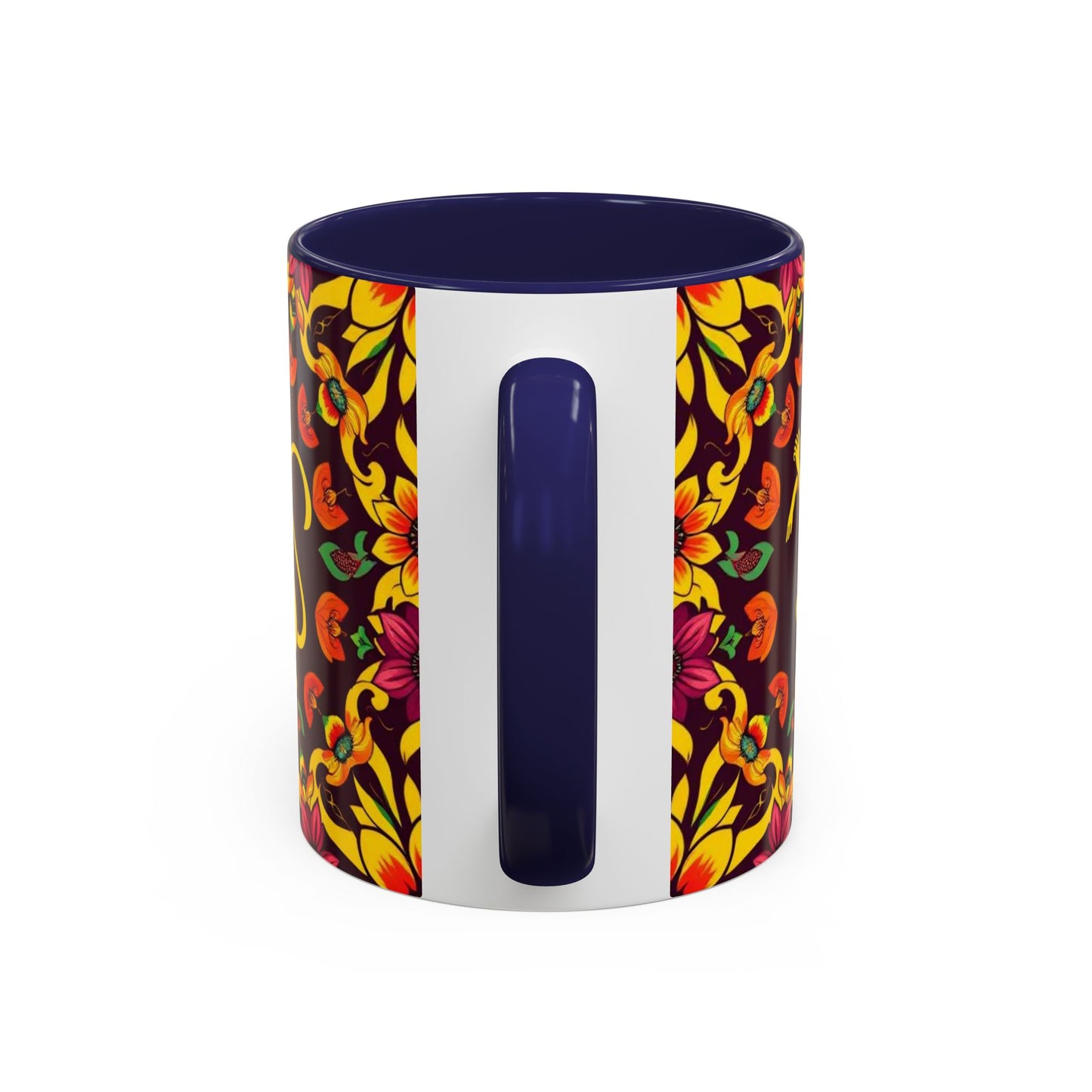 Accent Coffee Mug, Virgo, Zodiac v1. Flower Pattern, (11, 15oz)