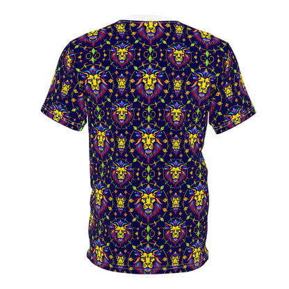 Unisex Cut & Sew T-Shirt, (AOP), Leo, Zodiac v1, Jewels Pattern