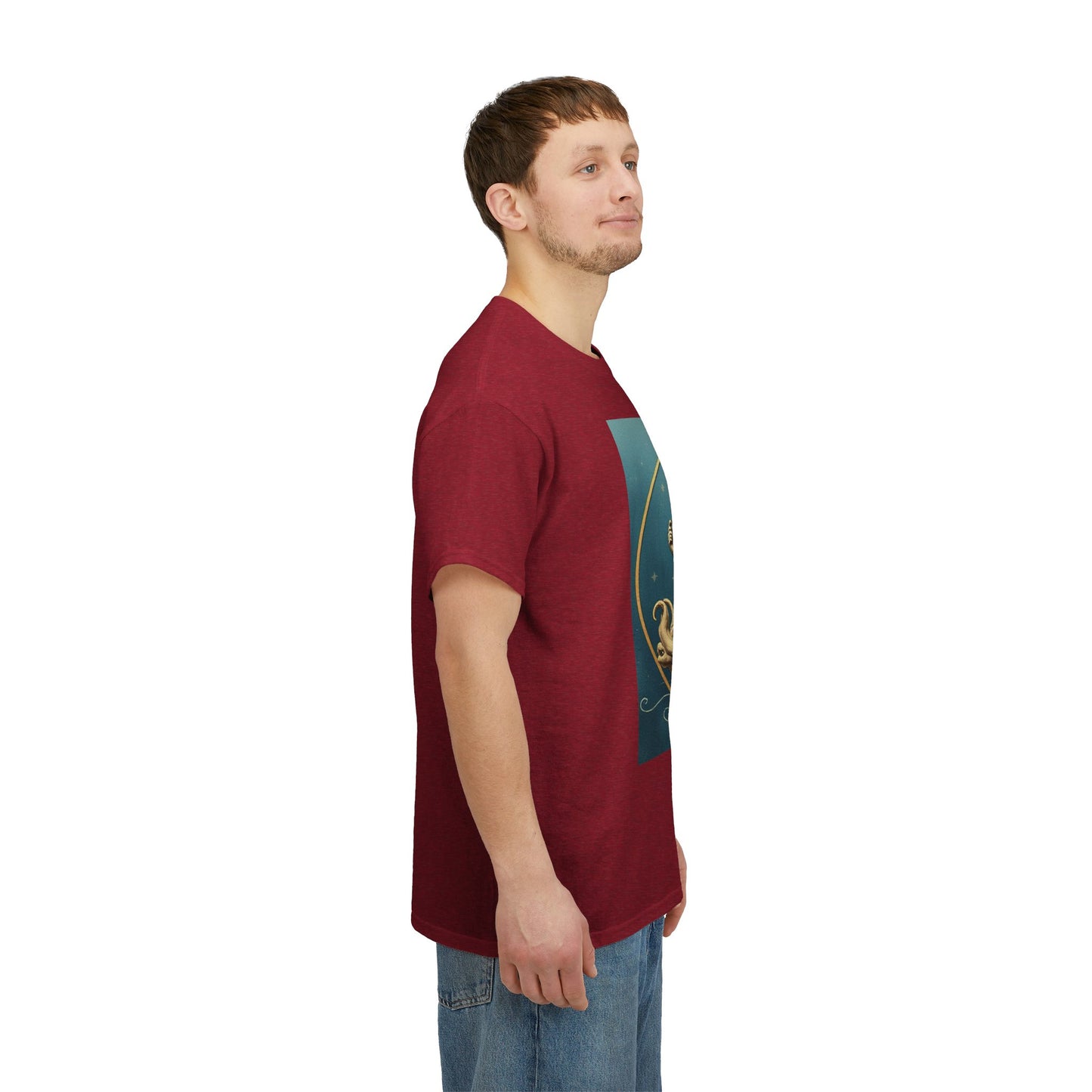 Unisex Heavy Cotton T-Shirt, Aquarius God 3v, Zodiac Design