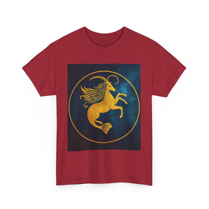 Unisex Heavy Cotton T-Shirt, Capricorn Animal v3, Symbol, Zodiac Design
