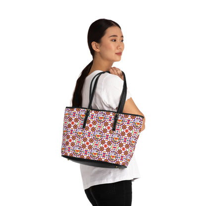 Leather Shoulder Bag, Sagittarius, Zodiac v1, Flower Pattern