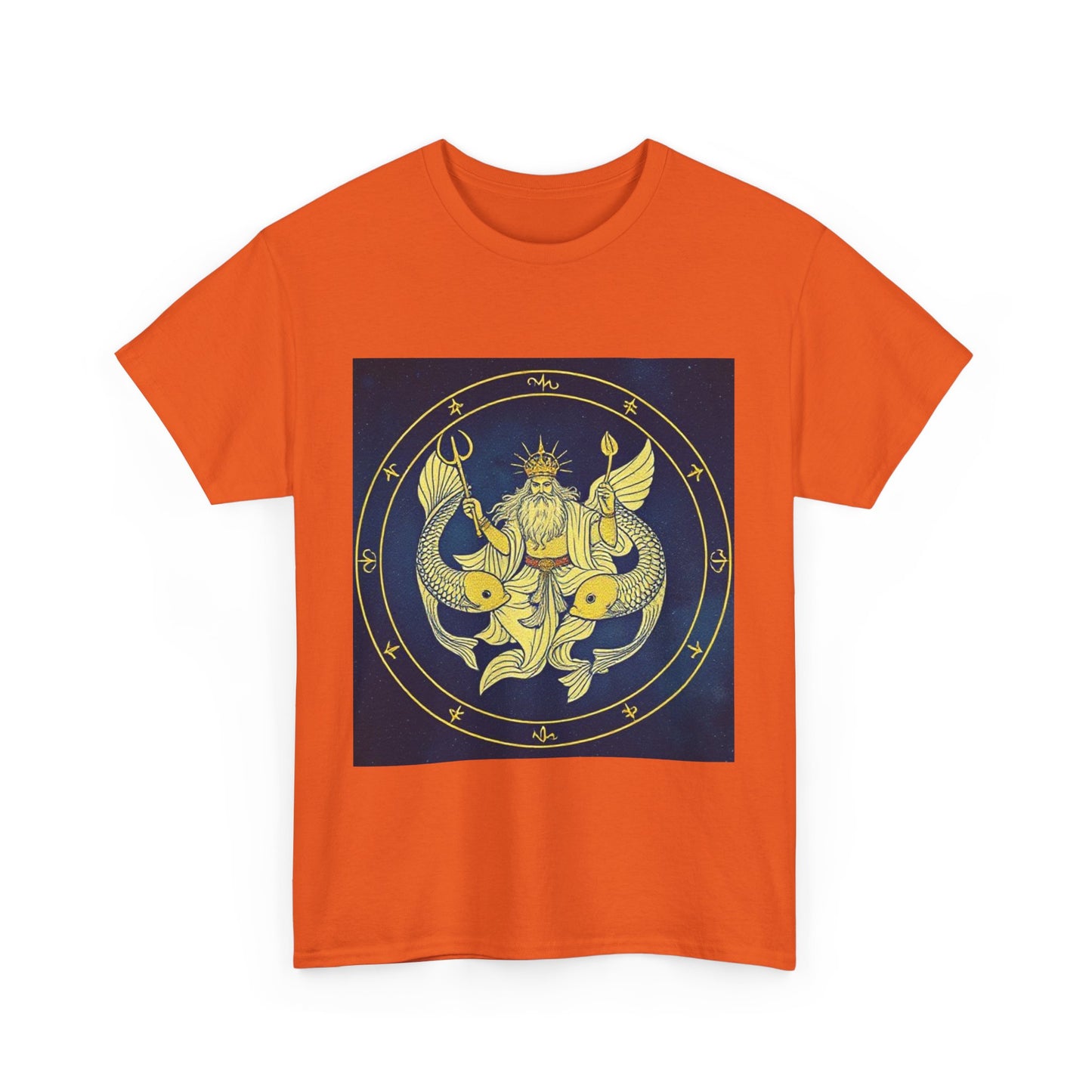 Unisex Heavy Cotton T-Shirt, King of Pisces, Zodiac Design