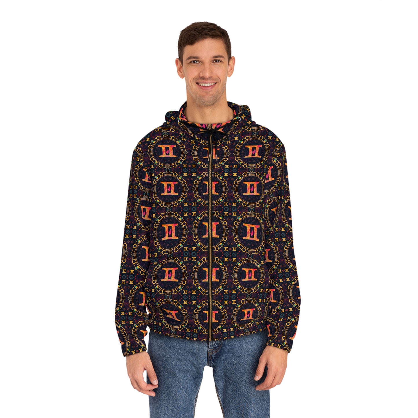 Full-Zip Hoodie (AOP), Gemini, Zodiac v4, Pattern