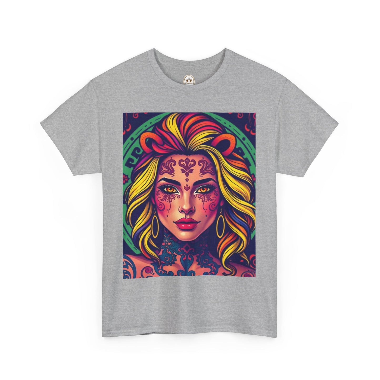 Unisex Heavy Cotton T-Shirt, Leo, Zodiac v1, Sexy Art