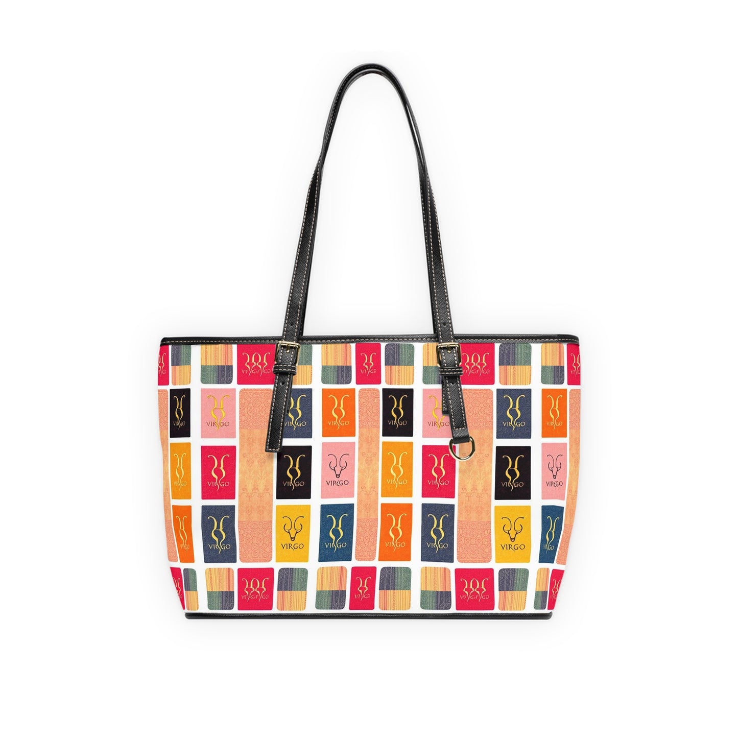 Leather Shoulder Bag, Virgo, Zodiac v3, Shapes Pattern