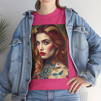 Unisex Heavy Cotton T-Shirt, Capricorn, Zodiac v3, Sexy Art