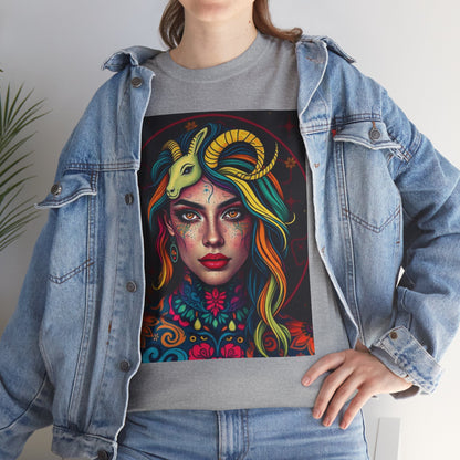 Unisex Heavy Cotton T-Shirt, Capricorn, Zodiac v2, Sexy Art