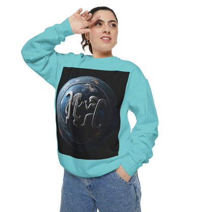 Garment-Dyed Sweatshirt, Unisex, Space Symbol Design, Gemini