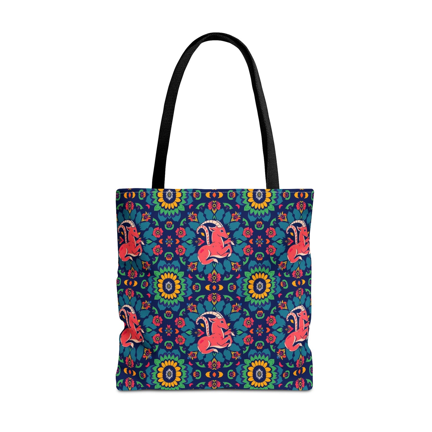 Tote Bag (AOP), Capricorn, Zodiac v1, Flower Pattern
