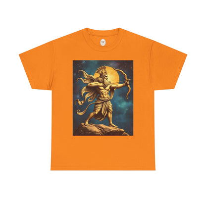 Unisex Heavy Cotton T-Shirt, Midnight Arrow, Sagittarius Zodiac Design