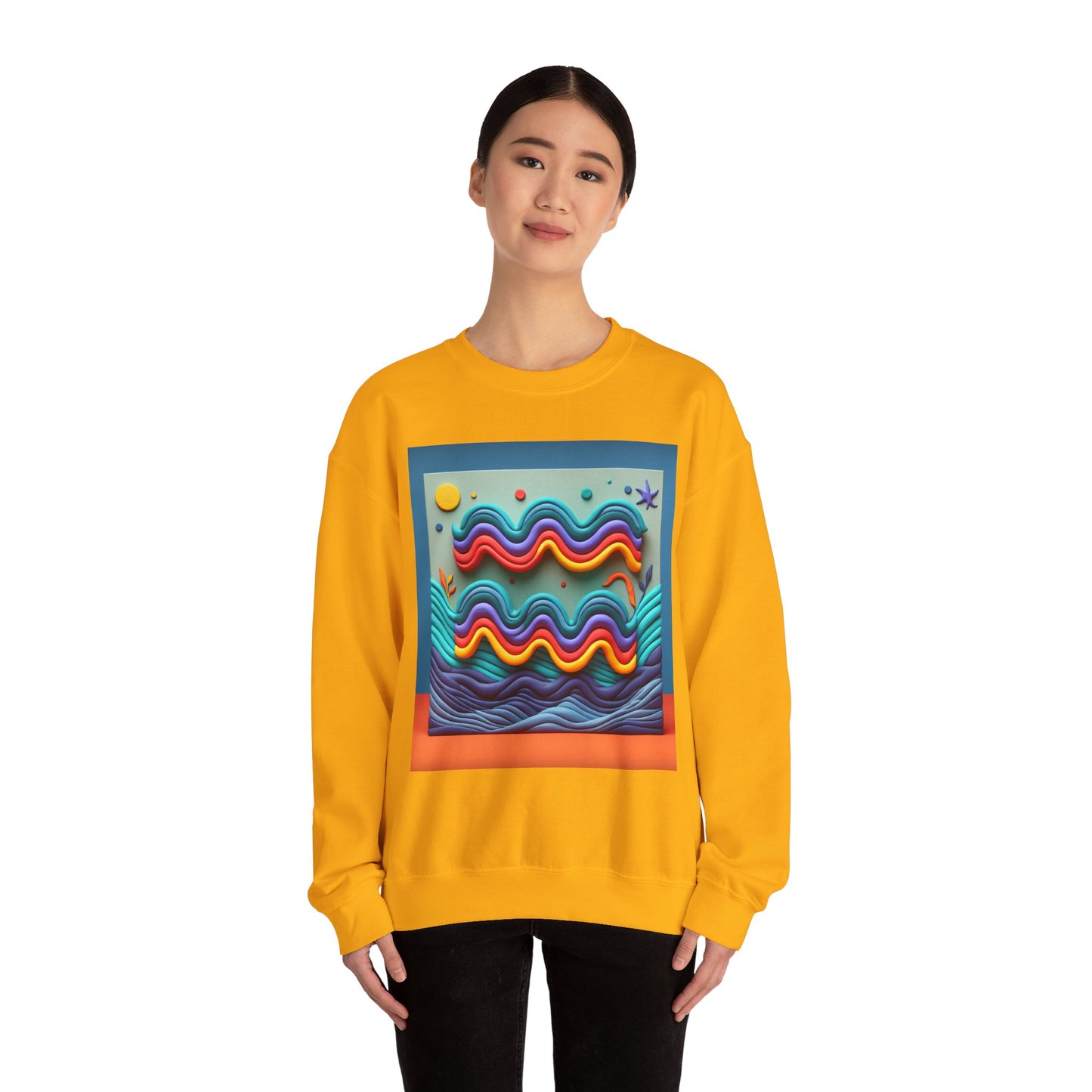 Unisex Heavy Blend™ Crewneck Sweatshirt, Water Painting, Aquarius Zodiac Design