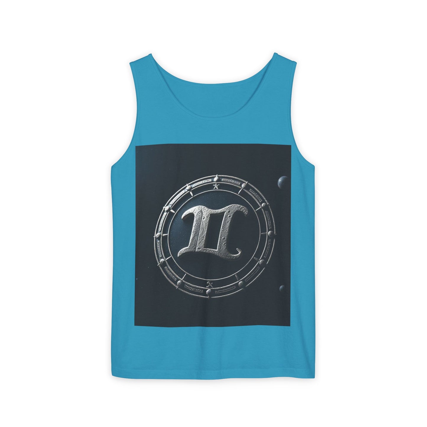 Unisex Garment-Dyed, Tank Top, Gemini Design, Space Symbol v1, 100% US cotton