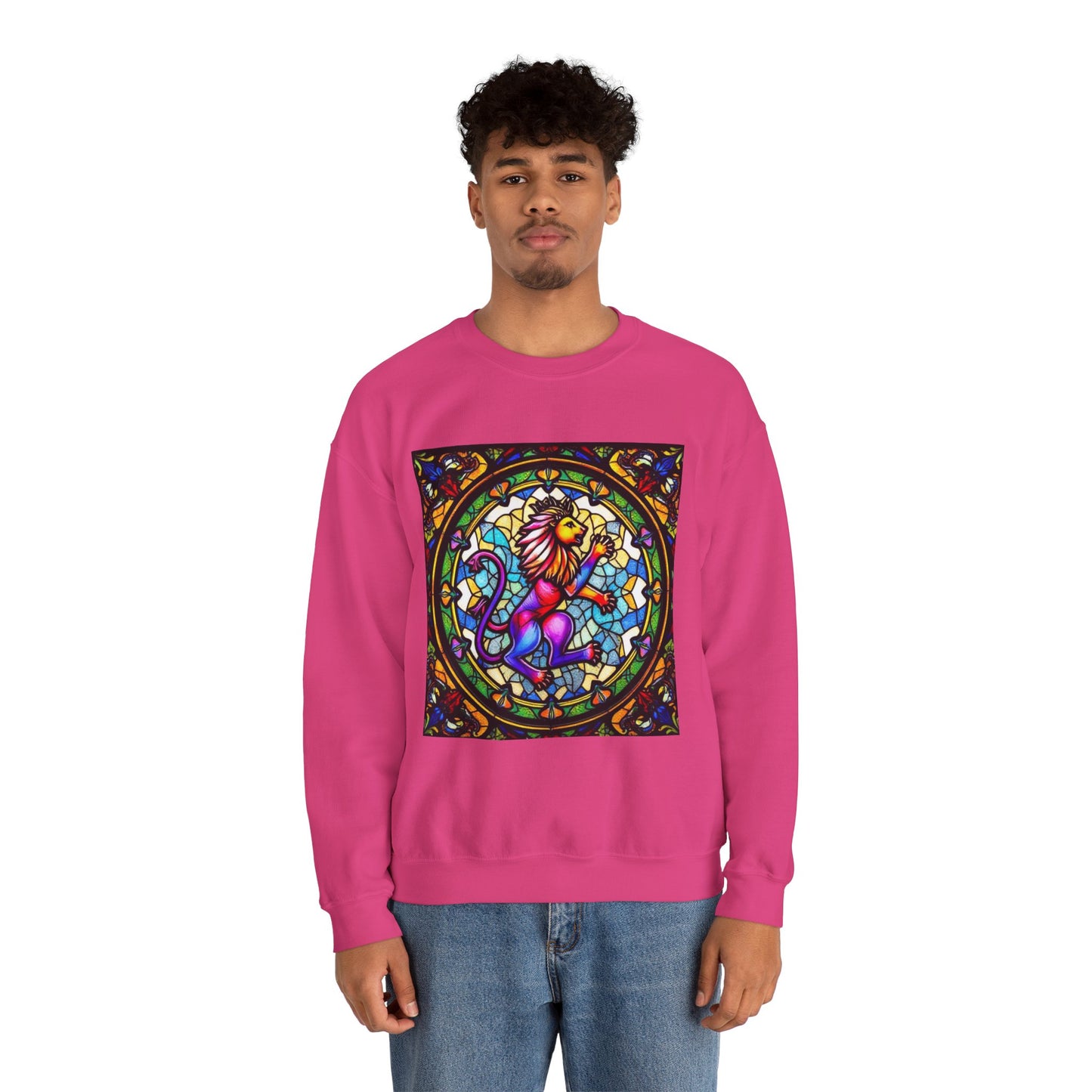 Unisex Heavy Blend™ Crewneck Sweatshirt, Glass, Leo Zodiac Design