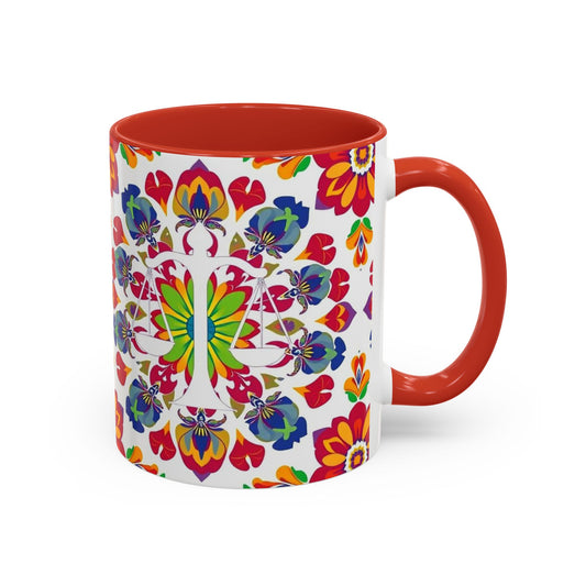 Accent Coffee Mug, Libra, Zodiac v1, Flower Pattern, (11, 15oz)