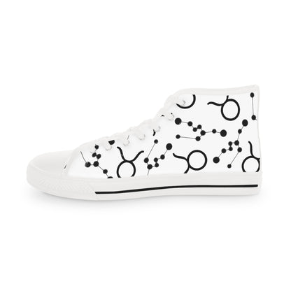 Men's High Top Sneakers, Breathable polyester canvas, Taurus Zodiac Design