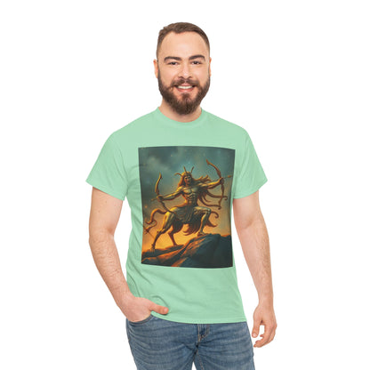 Unisex Heavy Cotton T-Shirt, Arrow Centaur v1, Sagittarius Zodiac Design