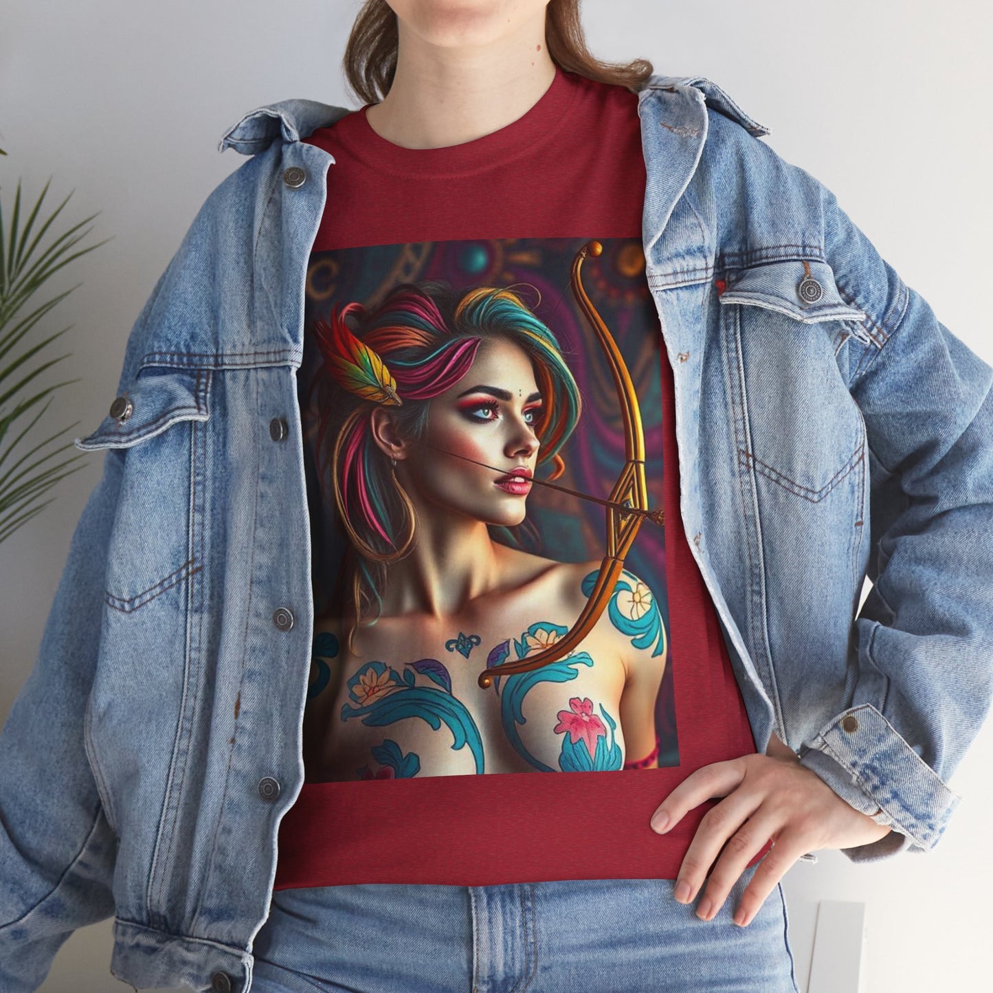 Unisex Heavy Cotton T-Shirt, Sagittarius, Zodiac v1, Sexy Art