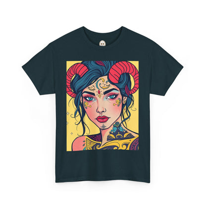 Unisex Heavy Cotton T-Shirt, Aries, Zodiac, Sexy Art