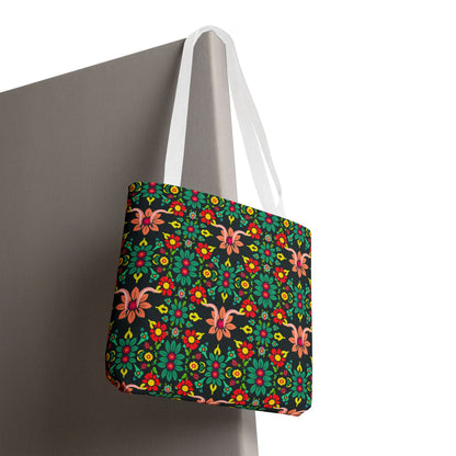Tote Bag, (AOP), Aquarius, Zodiac v1, Flower Pattern