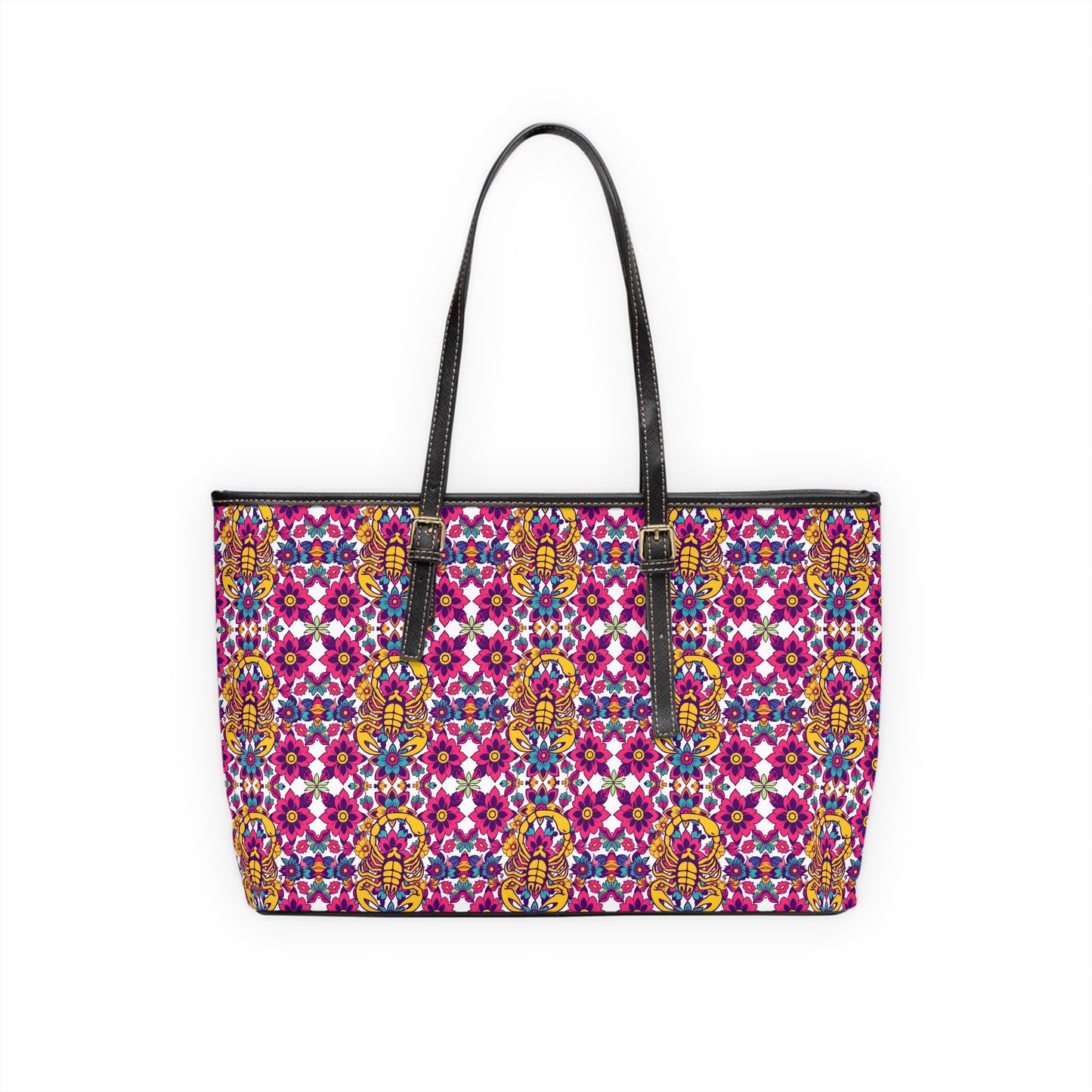Leather Shoulder Bag, Scorpio, Zodiac v1, Flower Pattern