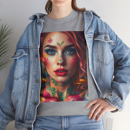 Unisex Heavy Cotton T-Shirt, Libra, Zodiac v1, Sexy Art