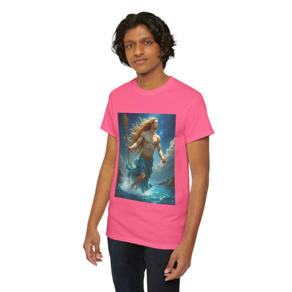 Unisex Heavy Cotton T-Shirt, Aquarius God 4v, Zodiac Design