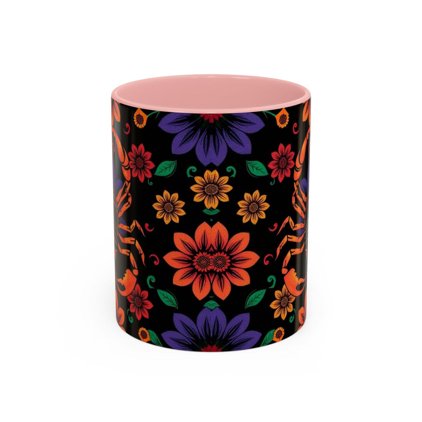 Accent Coffee Mug, Scorpio, Zodiac. Flower Pattern, (11, 15oz)
