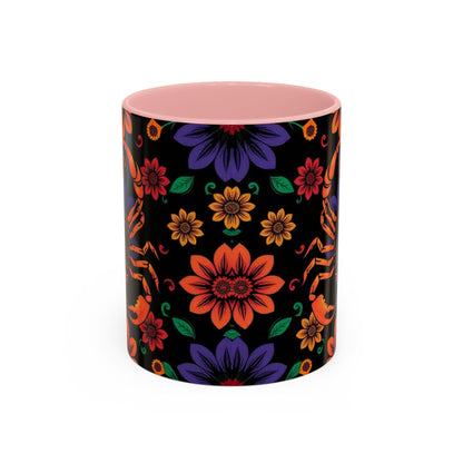 Accent Coffee Mug, Scorpio, Zodiac. Flower Pattern, (11, 15oz)