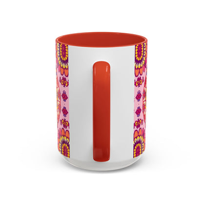 Accent Coffee Mug, Capricorn, Zodiac v3, Flower Pattern, (11, 15oz)
