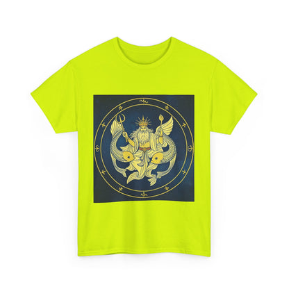 Unisex Heavy Cotton T-Shirt, King of Pisces, Zodiac Design
