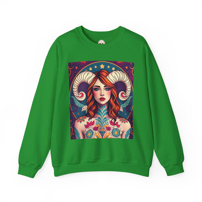 Unisex Heavy Blend™ Crewneck Sweatshirt, Aries, Zodiac v1, Sexy Pattern
