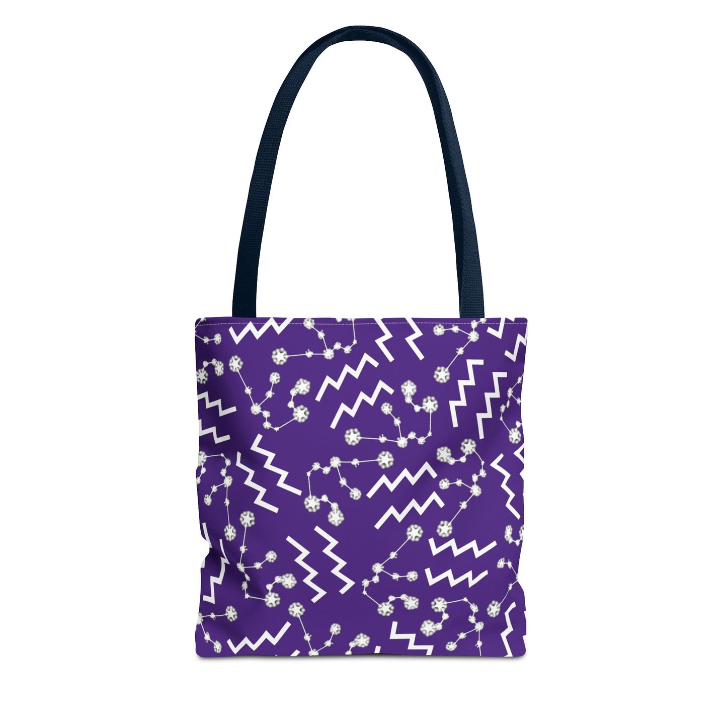 Tote Bag, Aquarius Zodiac Sign, AOP, (Purple, White)