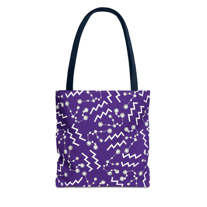 Tote Bag, Aquarius Zodiac Sign, AOP, (Purple, White)