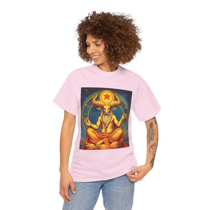 Unisex Heavy Cotton T-Shirt, Meditating Bull, Taurus Zodiac Design