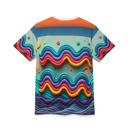 Unisex Cut & Sew T-Shirt (AOP), Water Painting, Aquarius Zodiac Design, Regular fit, 100% Polyester