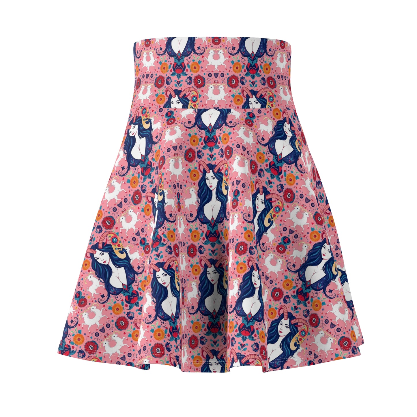 Women's Skater Skirt, (AOP), Capricorn, Zodiac v3, Sexy Pattern
