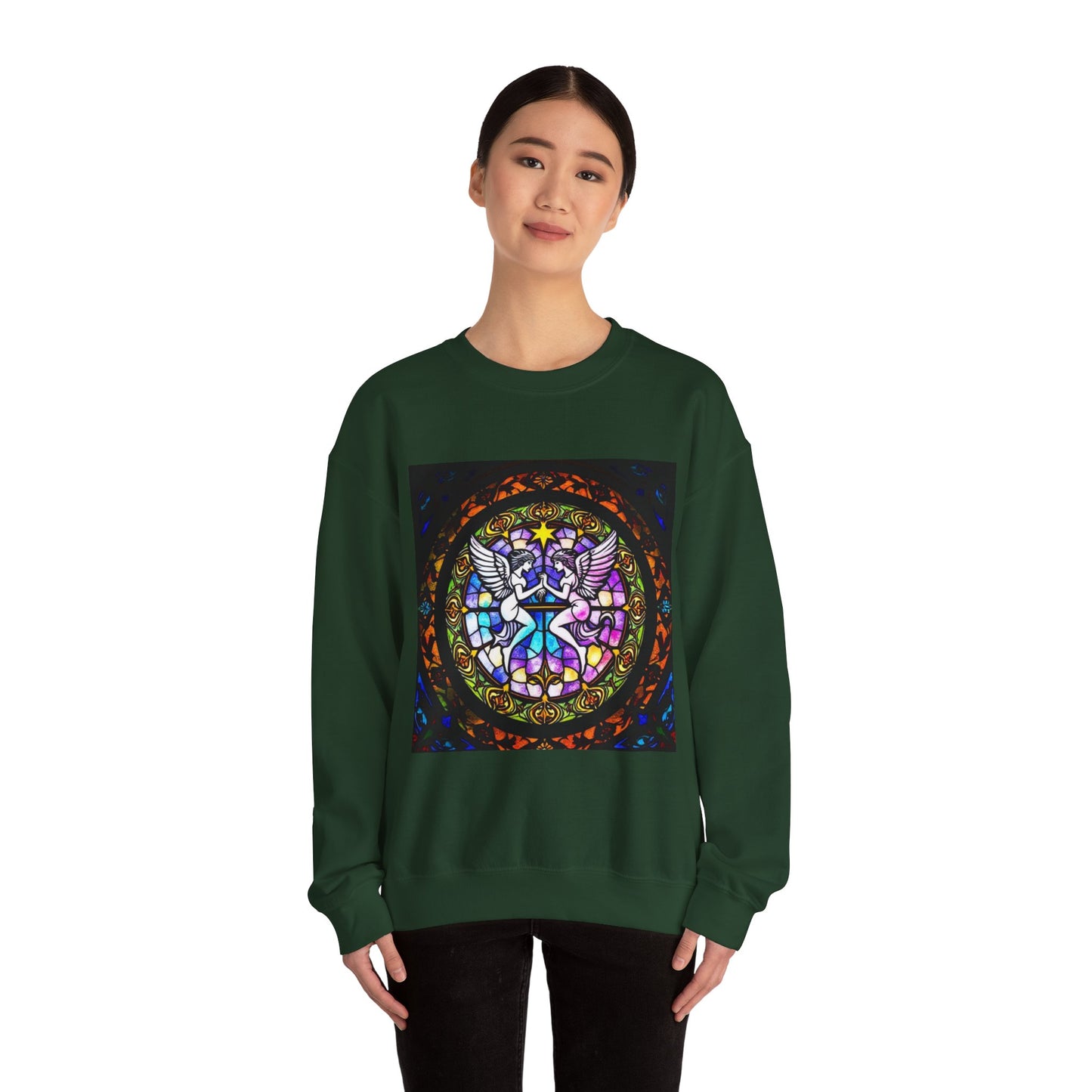 Unisex Heavy Blend™ Crewneck Sweatshirt, Glass 1, Gemini Zodiac Design