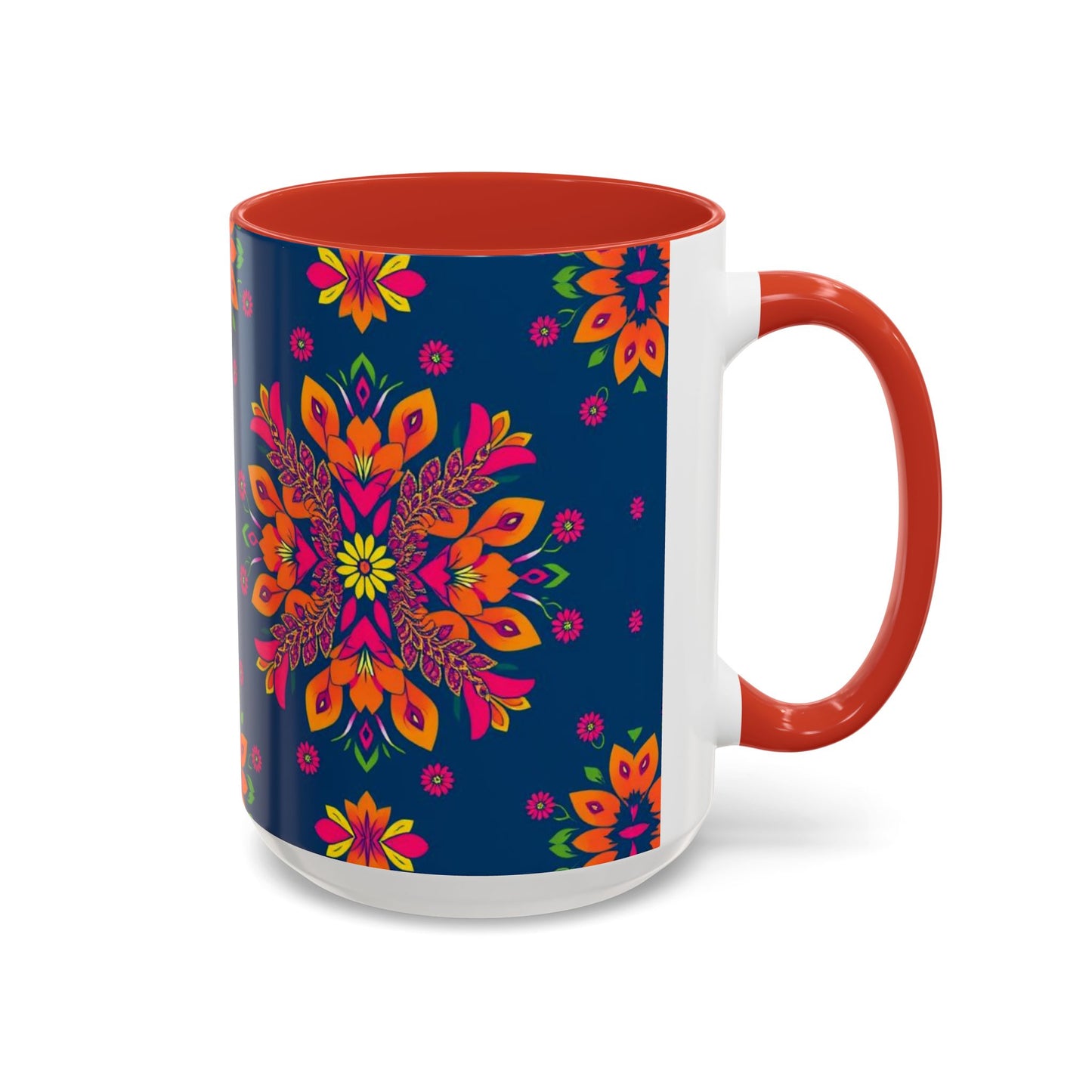 Accent Coffee Mug, Gemini, Zodiac v2, Flower Pattern, (11, 15oz)