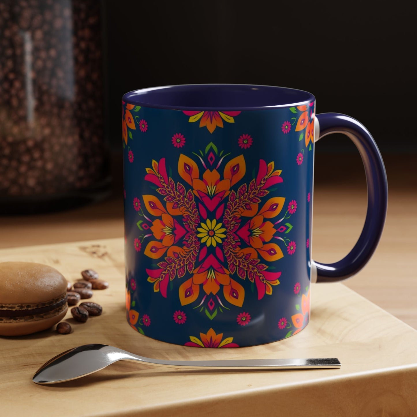 Accent Coffee Mug, Gemini, Zodiac v2, Flower Pattern, (11, 15oz)
