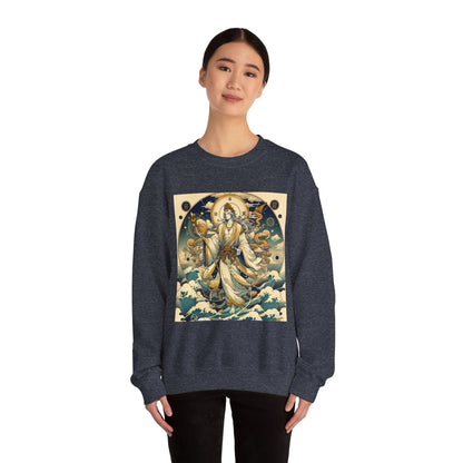 Unisex Heavy Blend™ Crewneck Sweatshirt, Anime Capricorn God,  Zodiac Design