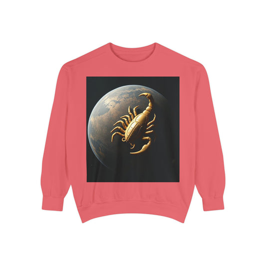 Garment-Dyed Sweatshirt, Unisex, Space Animal Design v1, Scorpio