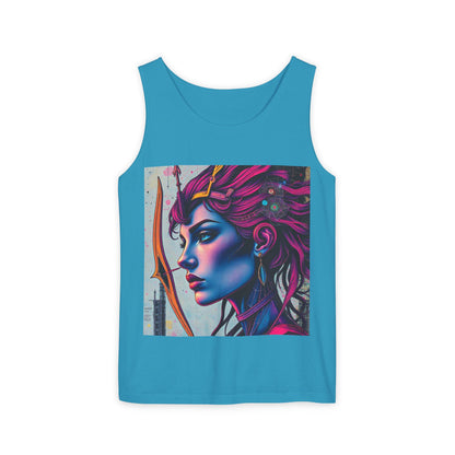 Unisex Garment-Dyed, Tank Top, Sagittarius Design, Pop Art, 100% US cotton