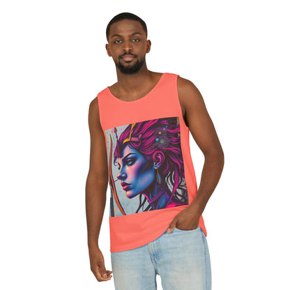 Unisex Garment-Dyed, Tank Top, Sagittarius Design, Pop Art, 100% US cotton