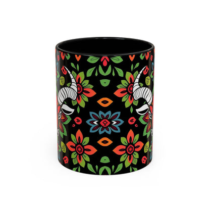 Accent Coffee Mug, Taurus, Zodiac v2. Flower Pattern, (11, 15oz)