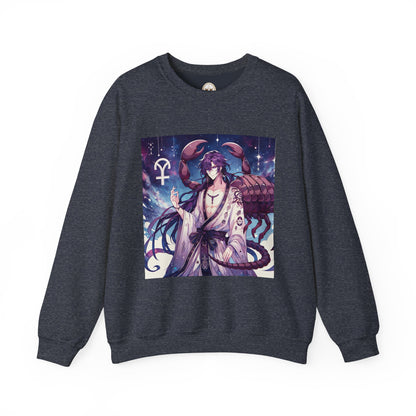 Unisex Heavy Blend™ Crewneck Sweatshirt, Scorpio Zodiac Design, purple scorpion anime